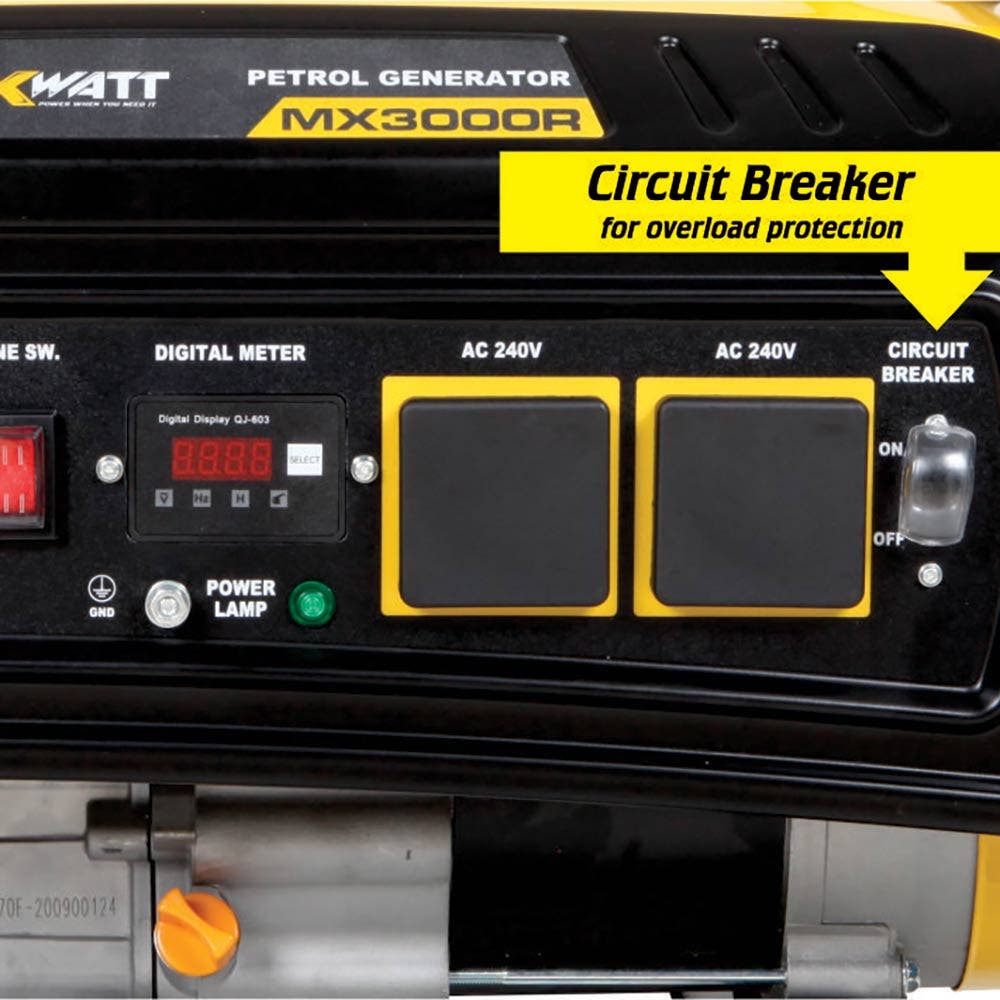 MAXWATT 3.5kVA Open Frame Recoil Start Generator MX3000R