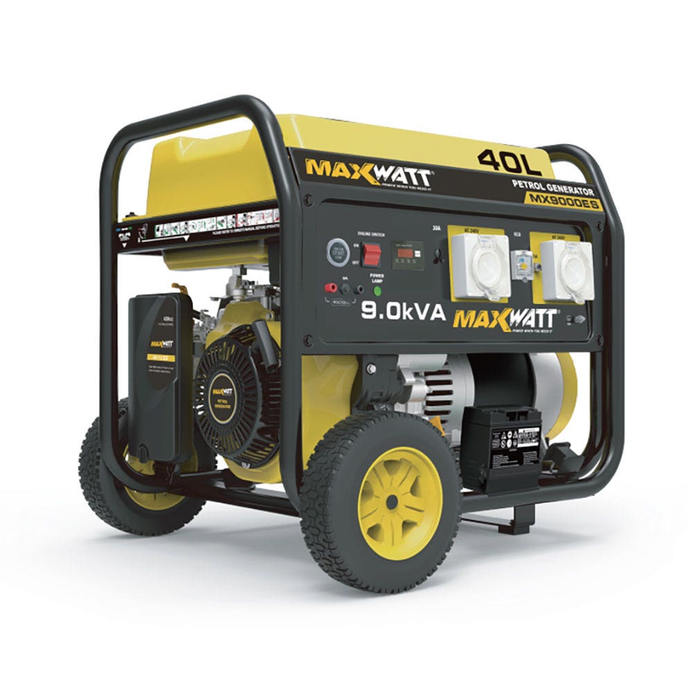 MAXWATT 7500W Open Frame Generator with Electric and Recoil Start MX9000ES
