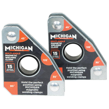 MICHIGAN Multi-Angle 15kgf 2 Pack Magnetic Welding Clamp MMAGMUL152