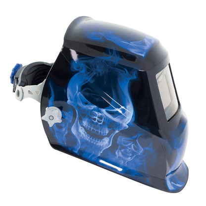 MICHIGAN Pro True View Variable Shade Auto Darkening Blue Skull Welding Helmet - Blue MICADH850