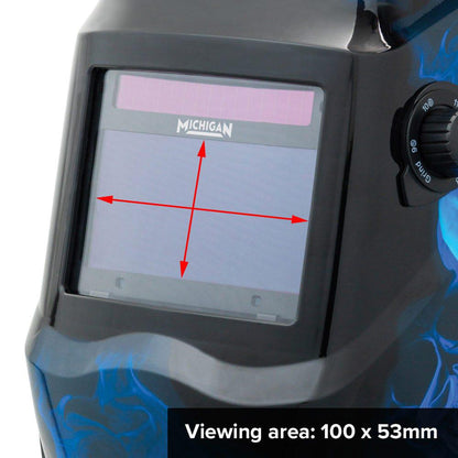 MICHIGAN Pro True View Variable Shade Auto Darkening Blue Skull Welding Helmet - Blue MICADH850