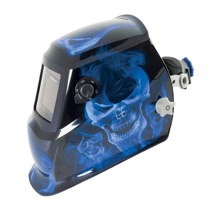 MICHIGAN Pro True View Variable Shade Auto Darkening Blue Skull Welding Helmet - Blue MICADH850