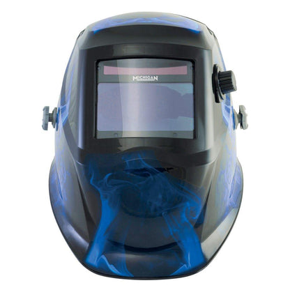 MICHIGAN Pro True View Variable Shade Auto Darkening Blue Skull Welding Helmet - Blue MICADH850