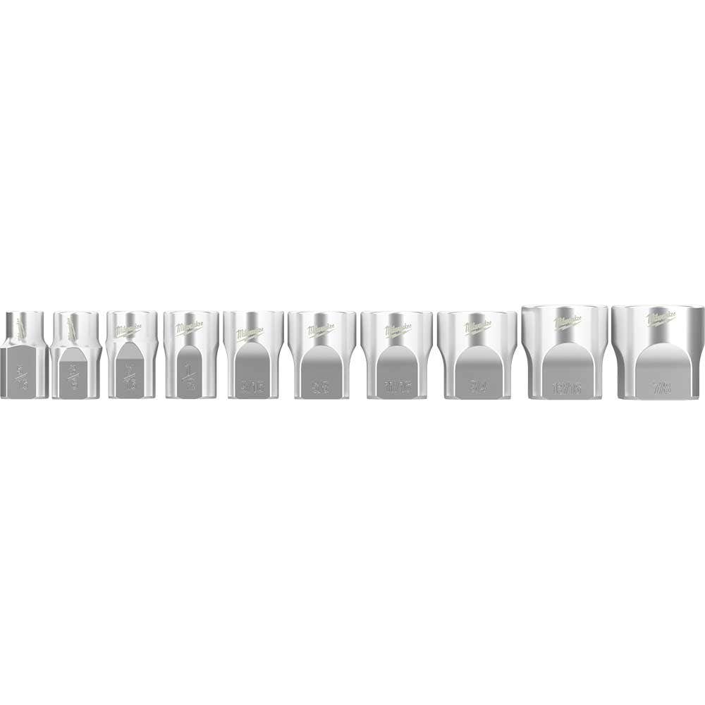 MILWAUKEE 10 Piece 3/8 Inch Drive Standard SAE Socket Set with Storage Rail 48229403