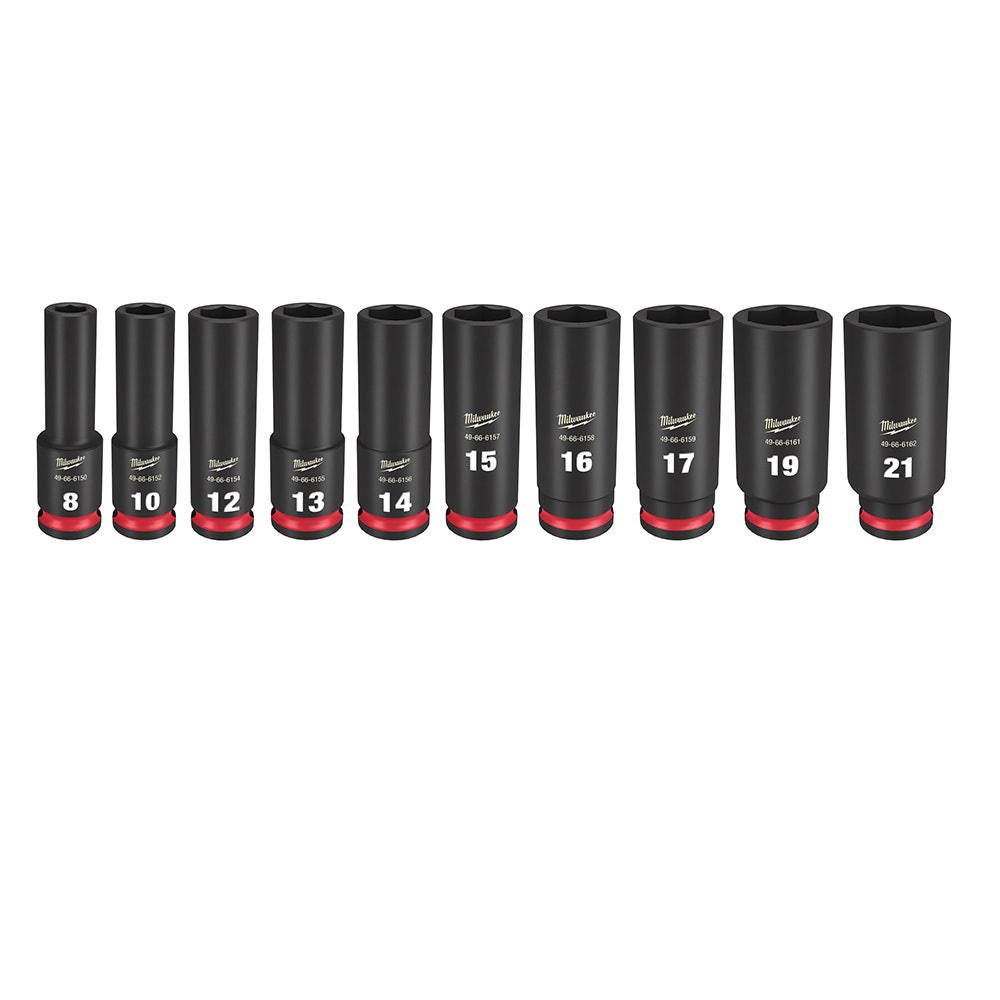 MILWAUKEE 10 Piece 3 8inch Drive 6 Point Shockwave Metric Deep Impact Socket Set 49667051