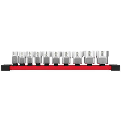 MILWAUKEE 10 Piece 3/8 Inch Drive Standard SAE Socket Set with Storage Rail 48229403