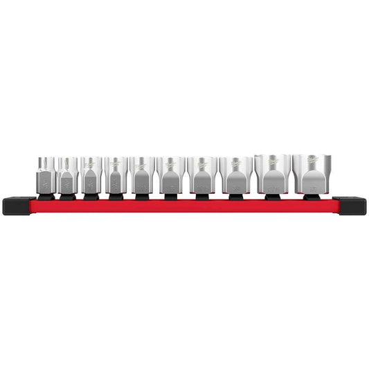 MILWAUKEE 10 Piece 3/8 Inch Drive Standard SAE Socket Set with Storage Rail 48229403