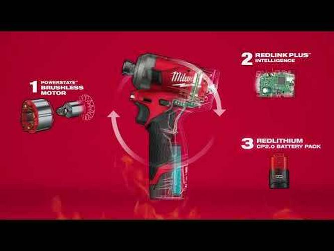 MILWAUKEE 12V FUEL Brushless SURGE 1/4inch Hex Hydraulic Driver Skin M12FQID-0