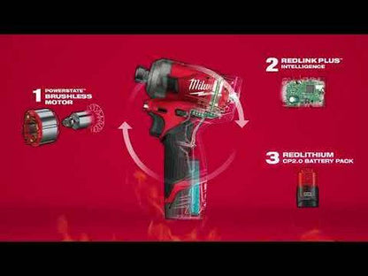 MILWAUKEE 12V FUEL Brushless SURGE 1/4inch Hex Hydraulic Driver Skin M12FQID-0