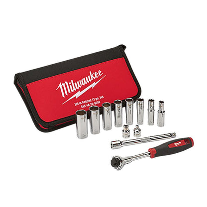 MILWAUKEE 12pc 3 8inch Drive Imperial Socket Set 48229000