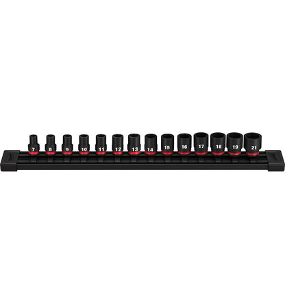 MILWAUKEE 14 Piece 3/8inch Drive 6 Point Metric Standard Impact Socket Set 49667007