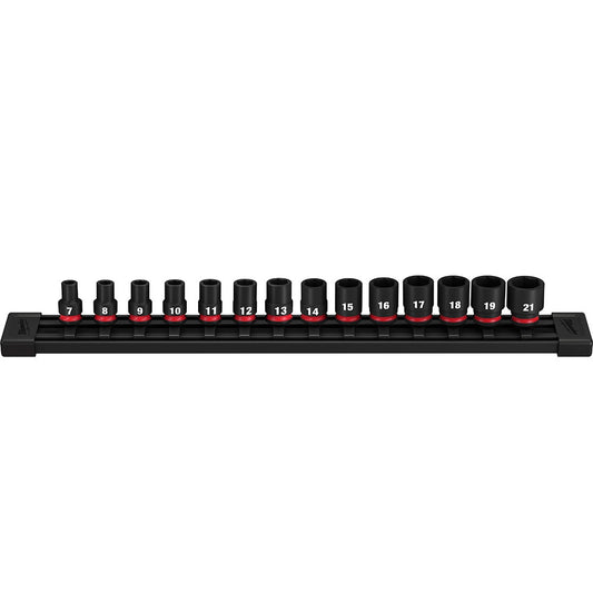 MILWAUKEE 14 Piece 3/8inch Drive 6 Point Metric Standard Impact Socket Set 49667007