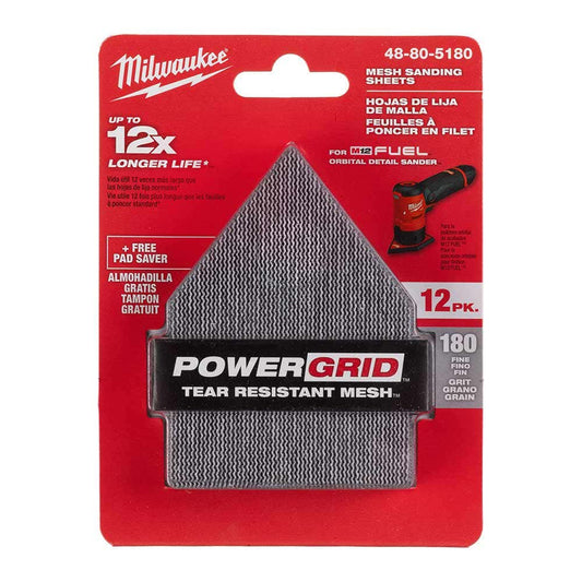 MILWAUKEE 180 Grit H&L Net Pentagon Sandpaper - 12 Pack 48805180