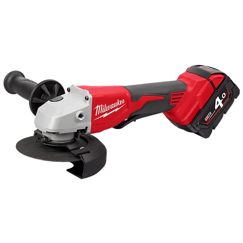 MILWAUKEE 18V Brushless 125mm (5 ) 2 x 4.0Ah Angle Grinder with Deadman Paddle Switch Kit M18BLSAG125XPD402C