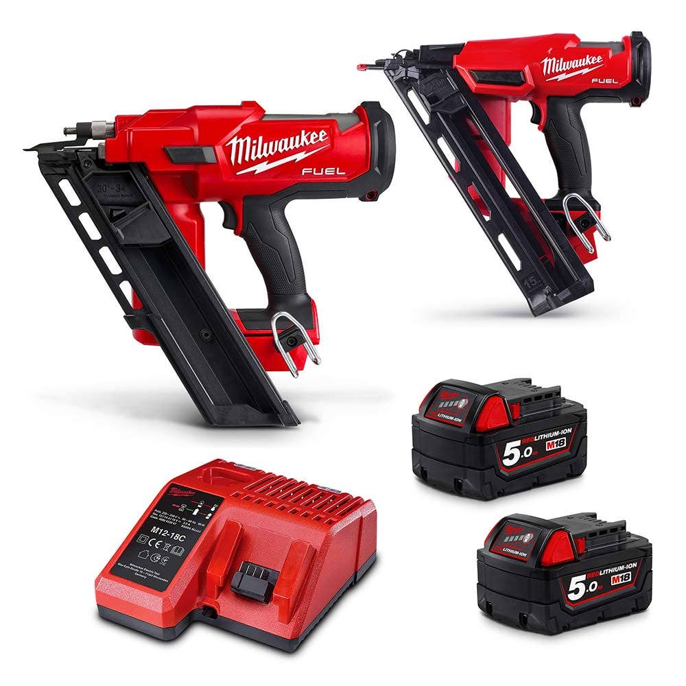 MILWAUKEE 18V FUEL 2 x 5.0Ah Framing Finish Nailer Combo Kit M18FPP2FN-502B