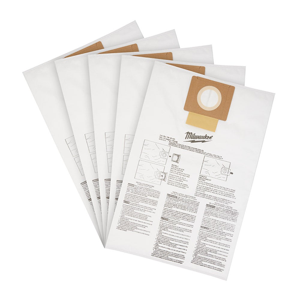 MILWAUKEE 18V FUEL 23L Wet Dry Vacuum Fleece Bags - 5 Pack 49901979