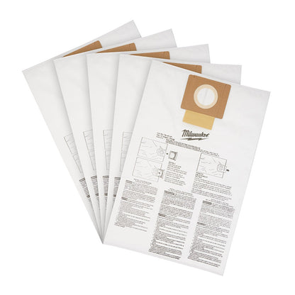 MILWAUKEE 18V FUEL 23L Wet Dry Vacuum Fleece Bags - 5 Pack 49901979