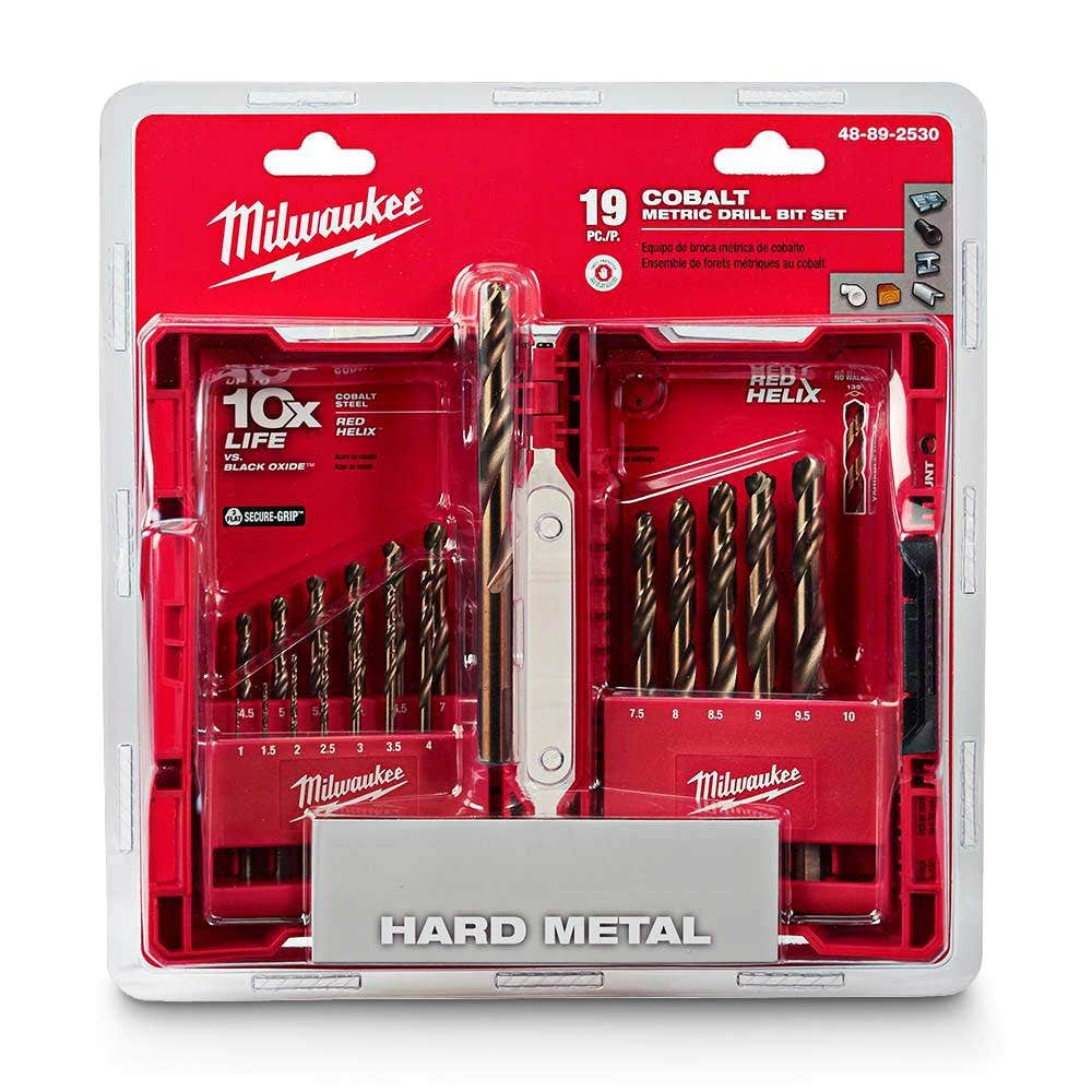 MILWAUKEE 1-10mm Metric HSS-Cobalt Metal Jobber Drill Bit Set - RED HELIX - 19 Piece 48892530