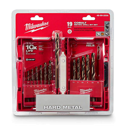 MILWAUKEE 1-10mm Metric HSS-Cobalt Metal Jobber Drill Bit Set - RED HELIX - 19 Piece 48892530