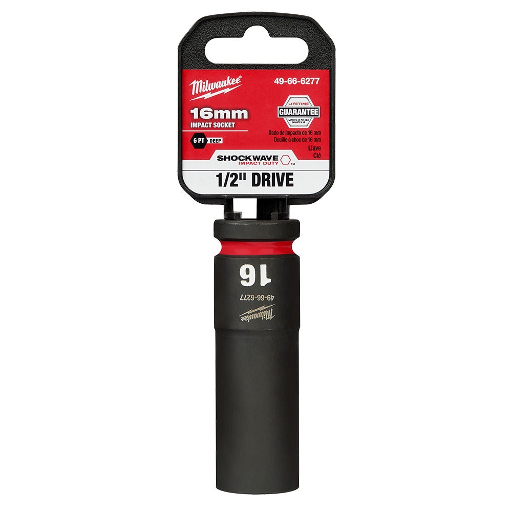 MILWAUKEE 1 2inch Drive 16mm Deep 6 Point Impact Socket - SHOCKWAVE 49666277