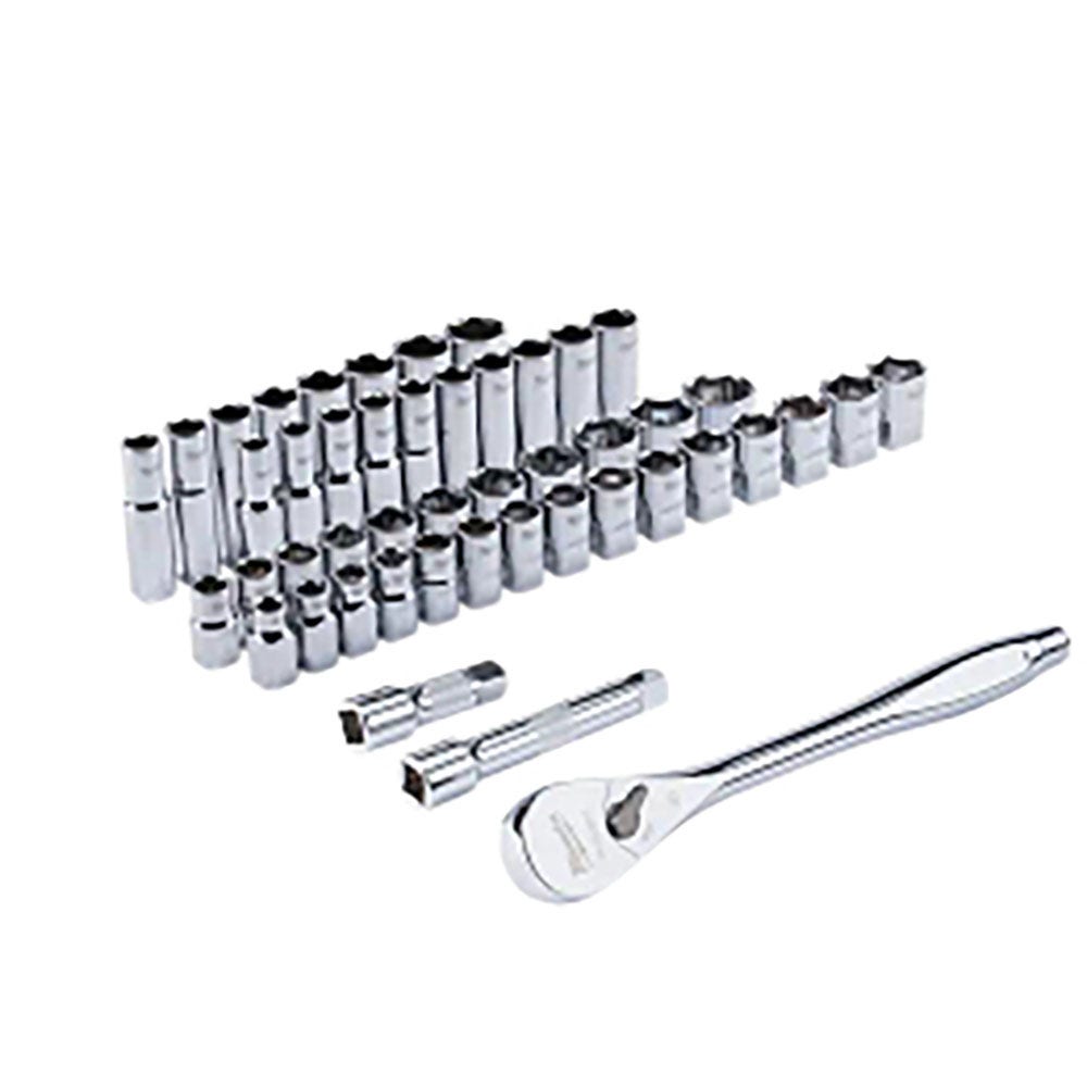 MILWAUKEE 1/2inch Drive 47 Piece Metric and SAE Ratchet and Socket Set 48229010