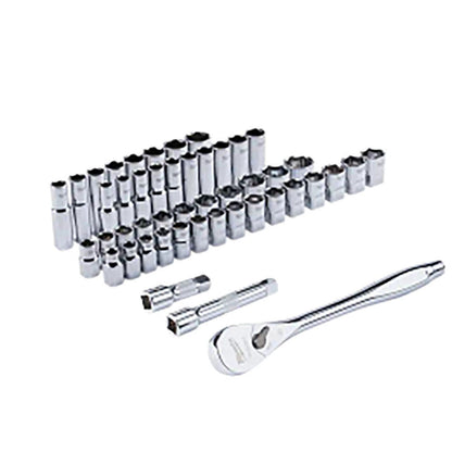 MILWAUKEE 1/2inch Drive 47 Piece Metric and SAE Ratchet and Socket Set 48229010