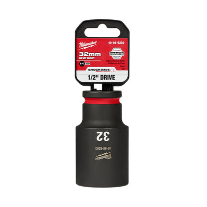MILWAUKEE 1 2inch Drive 32mm Deep 6 Point Impact Socket - SHOCKWAVE 49666293