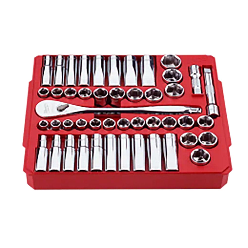 MILWAUKEE 1/2inch Drive 47 Piece Metric and SAE Ratchet and Socket Set 48229010