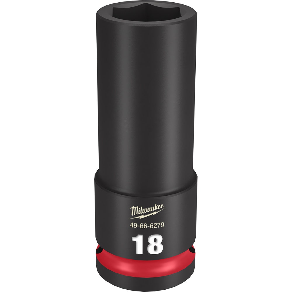 MILWAUKEE 1 2inch Drive 18mm Deep 6 Point Impact Socket - SHOCKWAVE 49666279