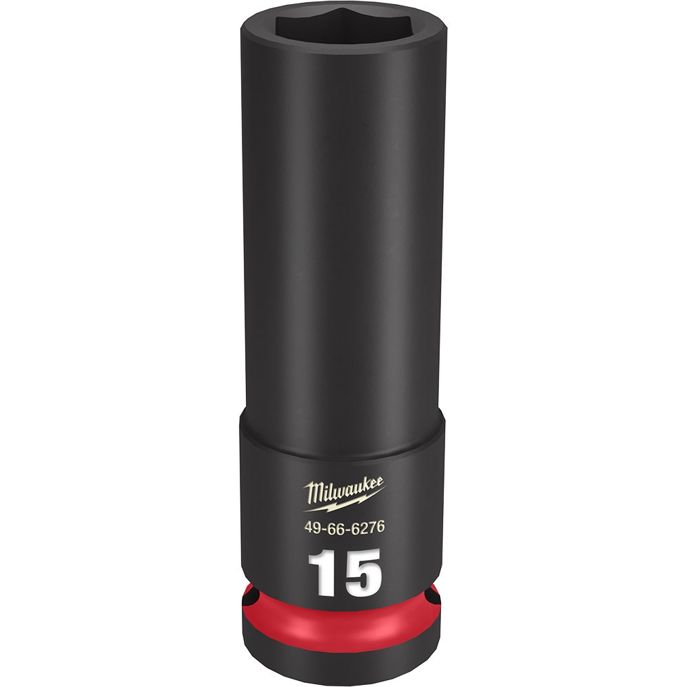 MILWAUKEE 1 2inch Drive 15mm Deep 6 Point Impact Socket - SHOCKWAVE 49666276