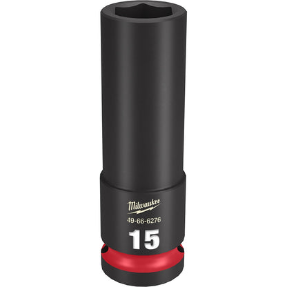 MILWAUKEE 1 2inch Drive 15mm Deep 6 Point Impact Socket - SHOCKWAVE 49666276
