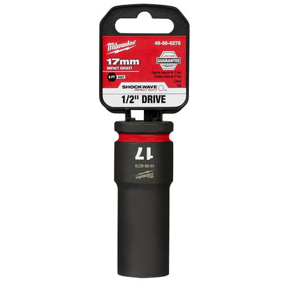 MILWAUKEE 1 2inch Drive 17mm Deep 6 Point Impact Socket - SHOCKWAVE 49666278