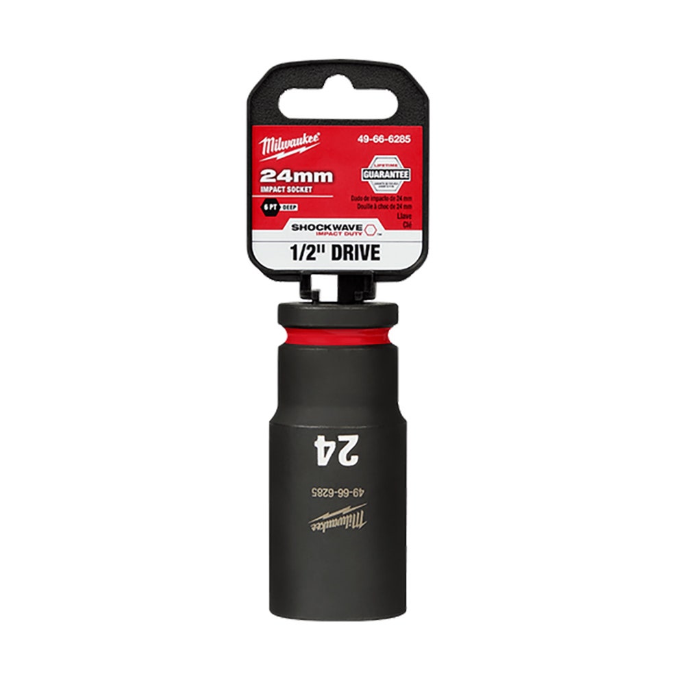 MILWAUKEE 1 2inch Drive 24mm Deep 6 Point Impact Socket - SHOCKWAVE 49666285