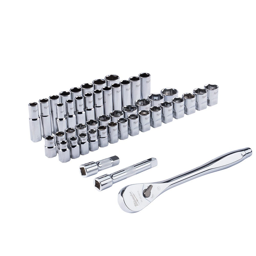 MILWAUKEE 1/2inch Drive 47 Piece Metric and SAE Ratchet and Socket Set 48229010