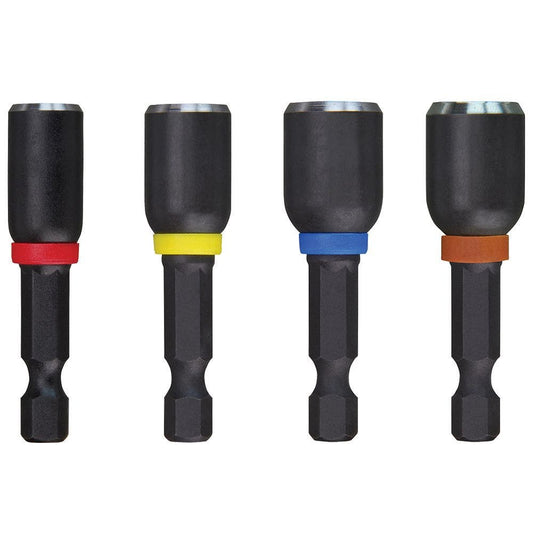 MILWAUKEE 1/4-7/16inch x 50mm Magnetic Power Nutsetter Set - SHOCKWAVE - 4 Piece 49664562