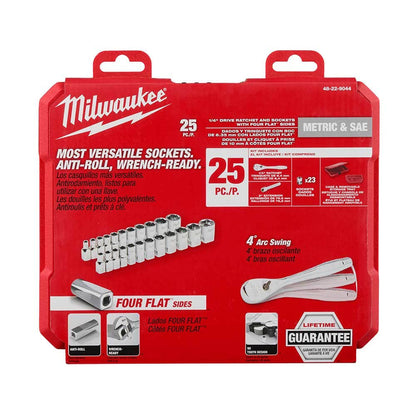 MILWAUKEE 1 4 Drive SAE Metric Socket Set - 25 Piece 48229044