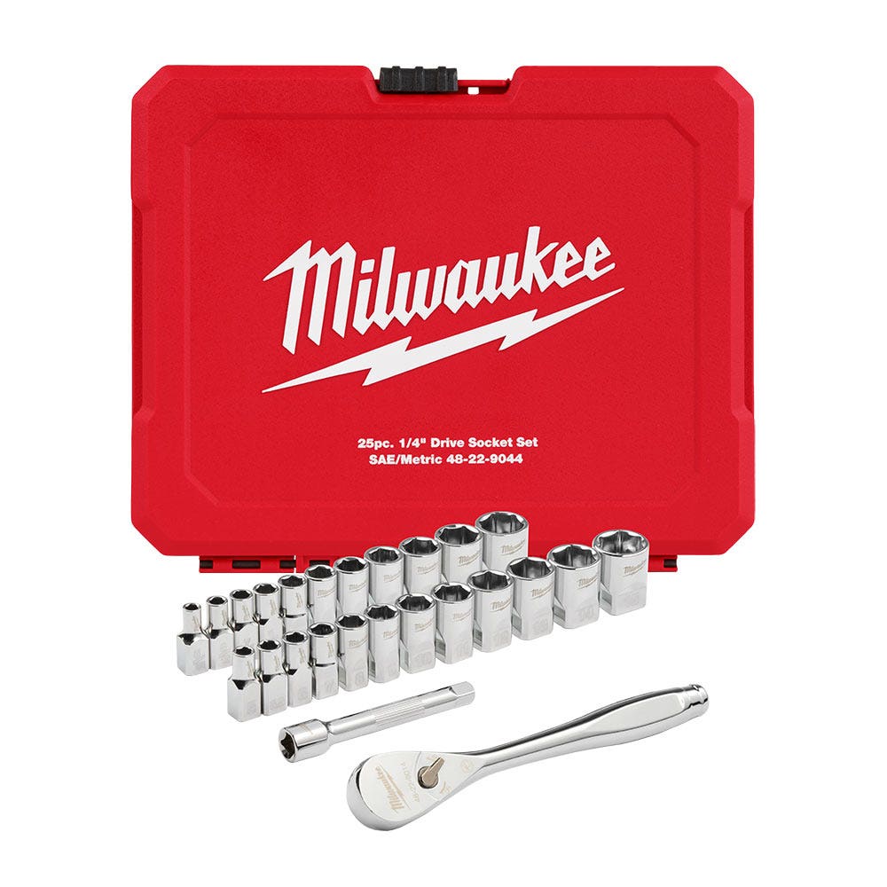 MILWAUKEE 1 4 Drive SAE Metric Socket Set - 25 Piece 48229044