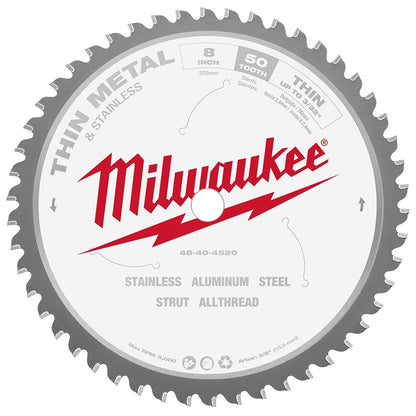 MILWAUKEE 203MM (8 ) 50T TCT Thin Metal Circular Saw Blade 48404520