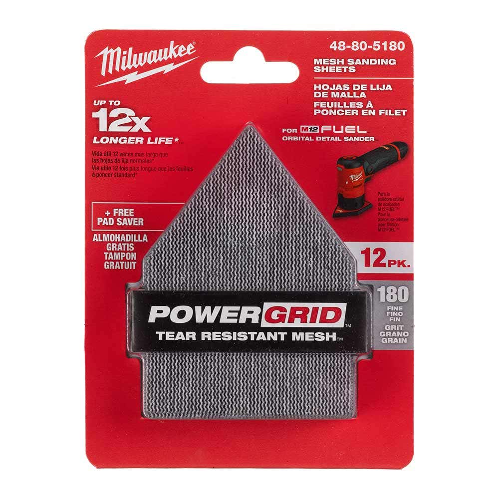 MILWAUKEE 220 Grit H&L Net Pentagon Sandpaper - 12 Pack 48805220