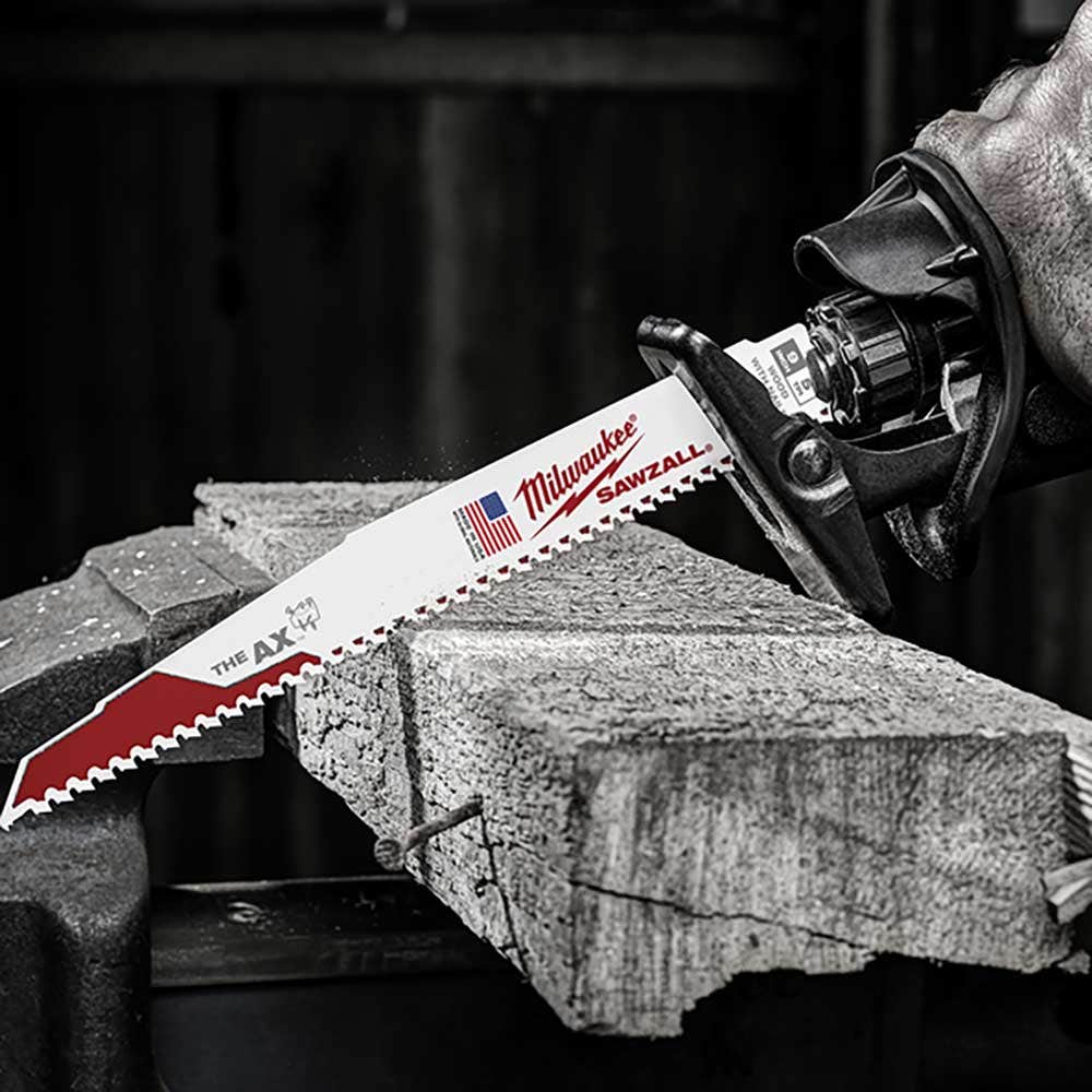MILWAUKEE 230mm 5TPI Bi-Metal Reciprocating Saw Blade for Wood Nail Demolition - THE AX - 5 Piece 48005026