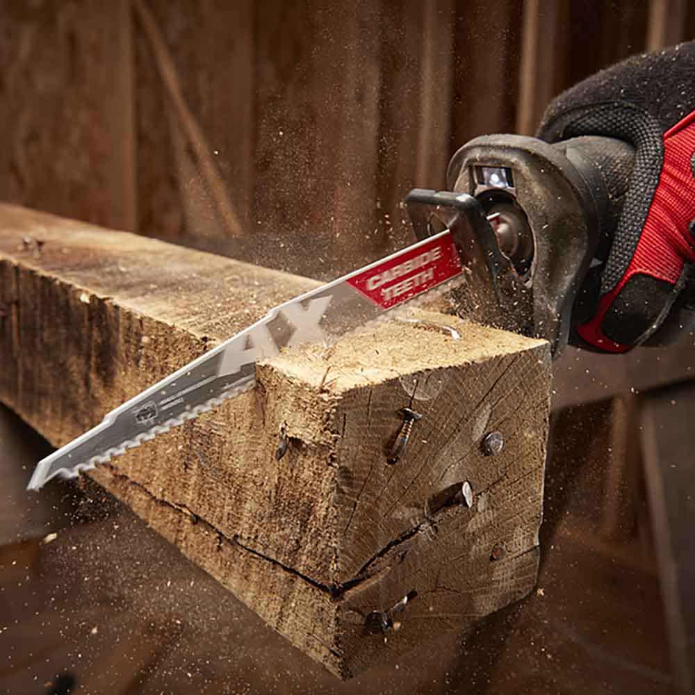 MILWAUKEE 230mm 5TPI TCT Reciprocating Saw Blade for Wood Nail Demoltion - THE AX - 3 Piece 48005326