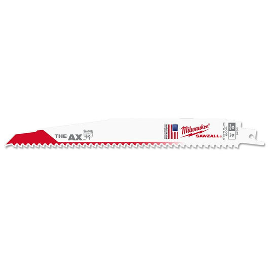 MILWAUKEE 230mm 5TPI Bi-Metal Reciprocating Saw Blade for Wood Nail Demolition - THE AX - 25 Piece 48008026