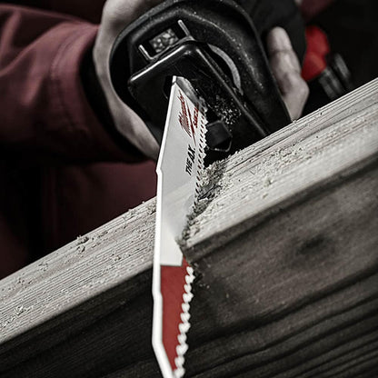 MILWAUKEE 230mm 5TPI Bi-Metal Reciprocating Saw Blade for Wood Nail Demolition - THE AX - 5 Piece 48005026