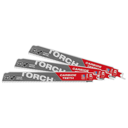 MILWAUKEE 230mm 7TPI TCT Reciprocating Saw Blade for Metal Cutting - THE TORCH - 3 Piece 48005302