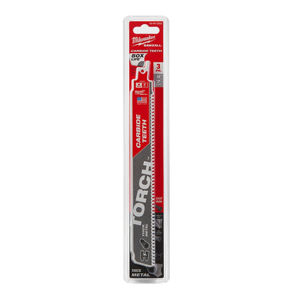 MILWAUKEE 230mm 7TPI TCT Reciprocating Saw Blade for Metal Cutting - THE TORCH - 3 Piece 48005302