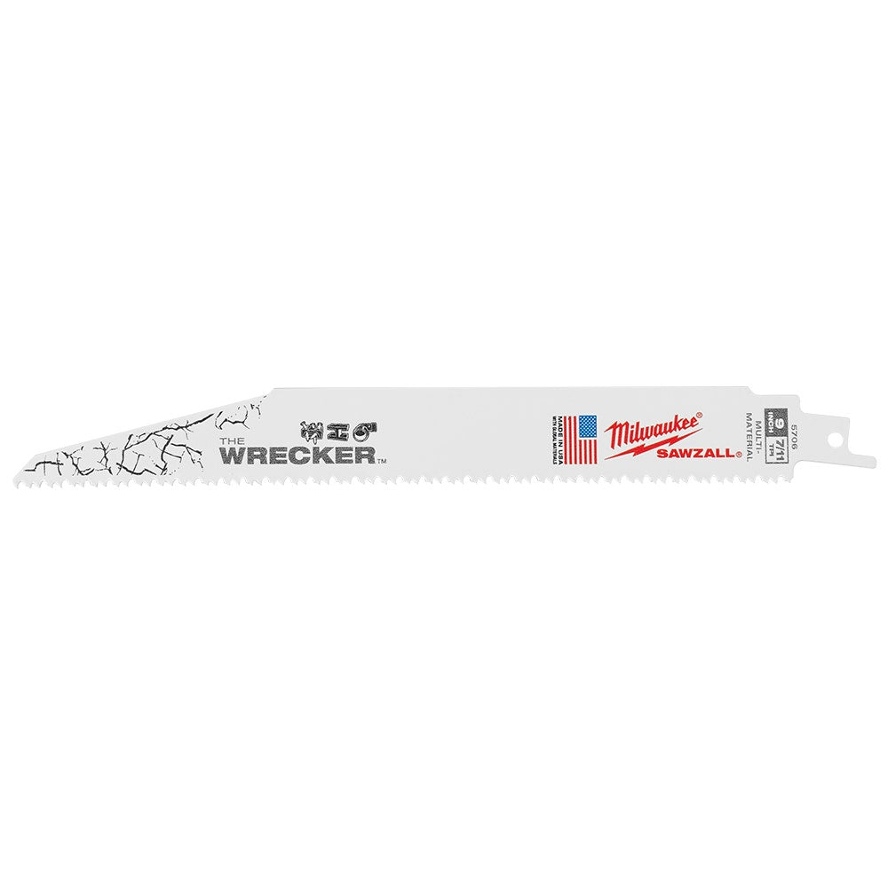MILWAUKEE 230mm 7 11TPI Bi-Metal Reciprocating Saw Blade for Wood and Metal Demolition - THE WRECKER - 25 Piece 48008706