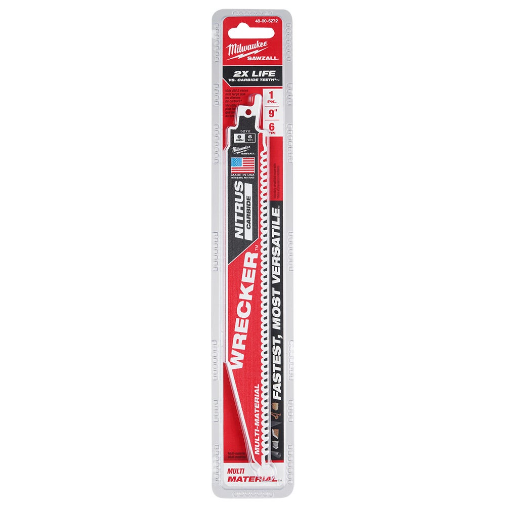 MILWAUKEE 230mm 9 6TPI TCT WRECKER Reciprocating Saw Blade - SAWZALL - 1 Piece 48005272