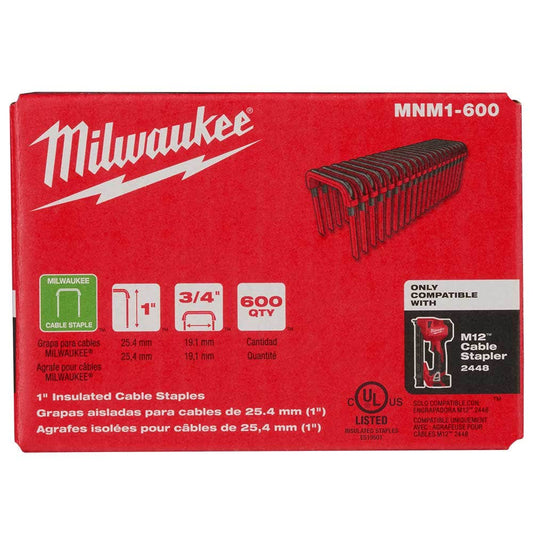 MILWAUKEE 25mm Insulated Cable Staples - 600 Pack MNM1600