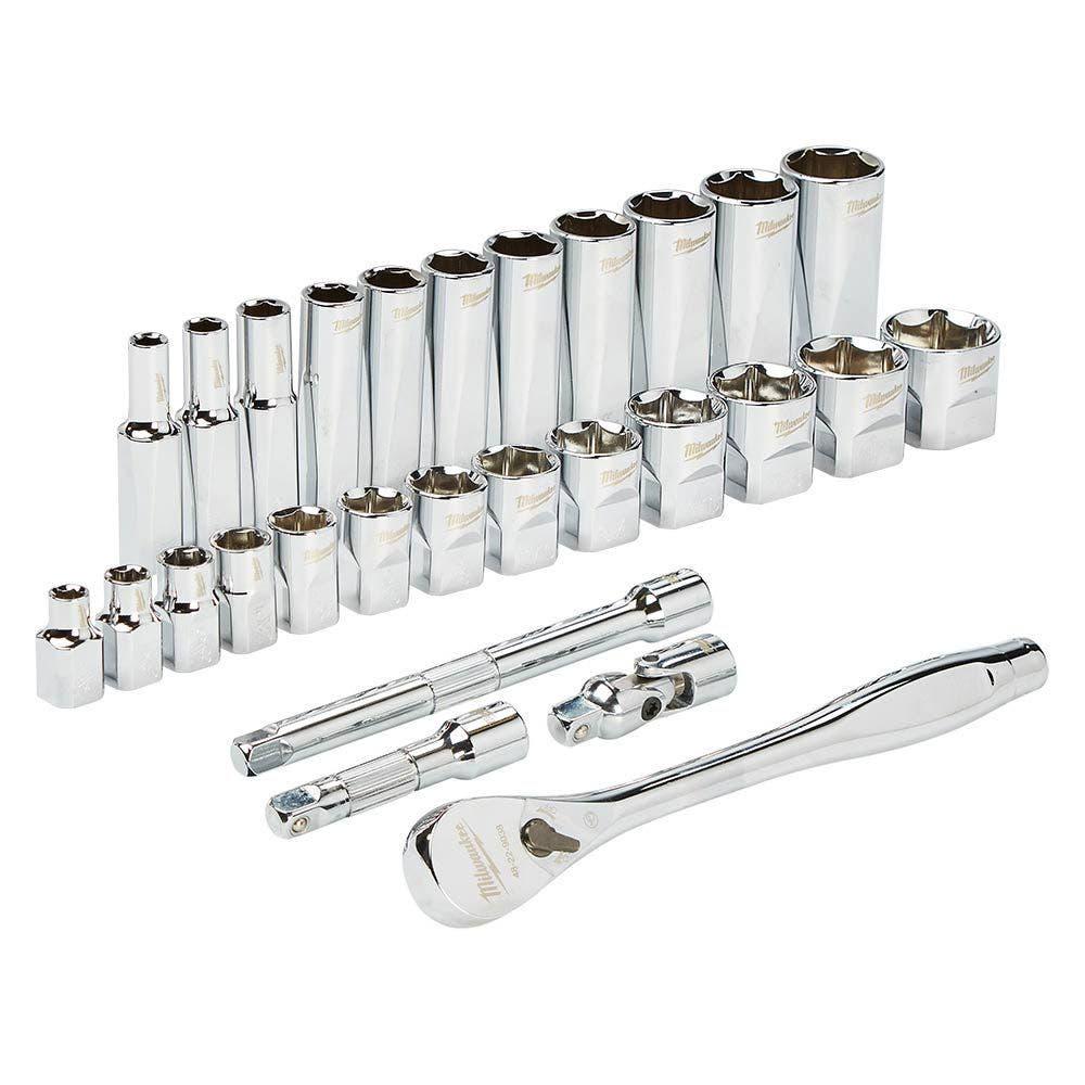 MILWAUKEE 28pc 3 8inch Drive AF Socket Set 48229408