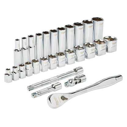 MILWAUKEE 28pc 3 8inch Drive AF Socket Set 48229408